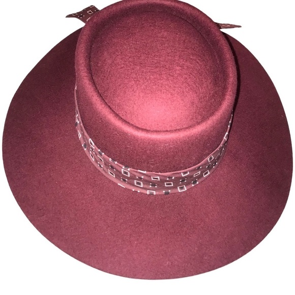 NWT Urban Outfitters Telescope Wrap Scarf Wool Wide Brim Hat Wine main image 9